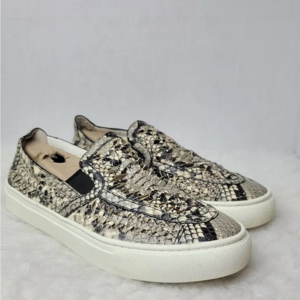 Tory Burch Huarache Weave Snakeskin Leather Slip On Sneaker Women's Size 8.5